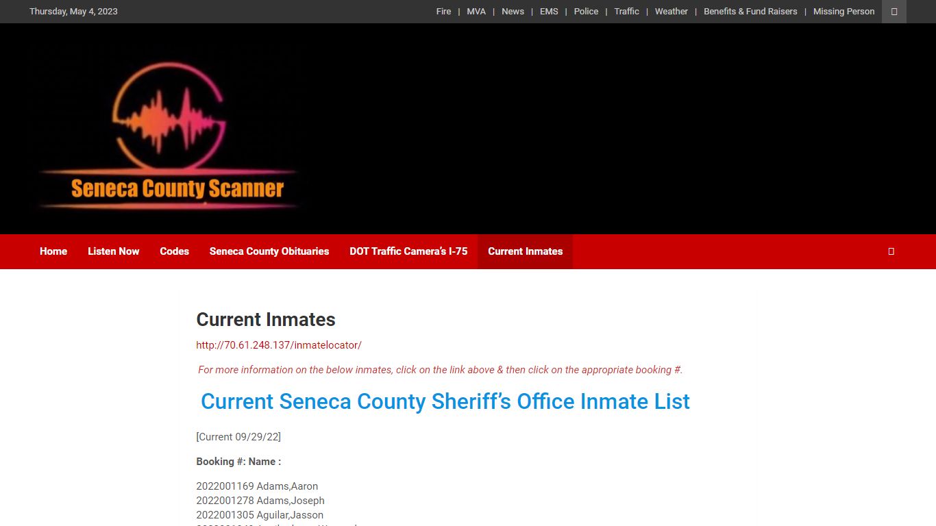 Current Inmates - Seneca County Scanner